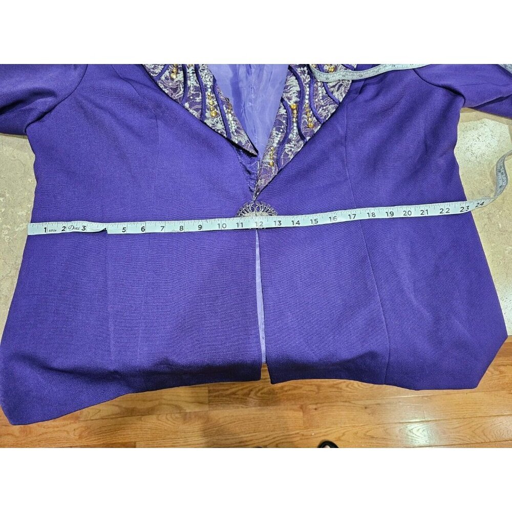 MILANO, PARIS, NY, MILANO Skirt and Jacket Suit Embellished Lace Purple Size 18W - Picture 13 of 15